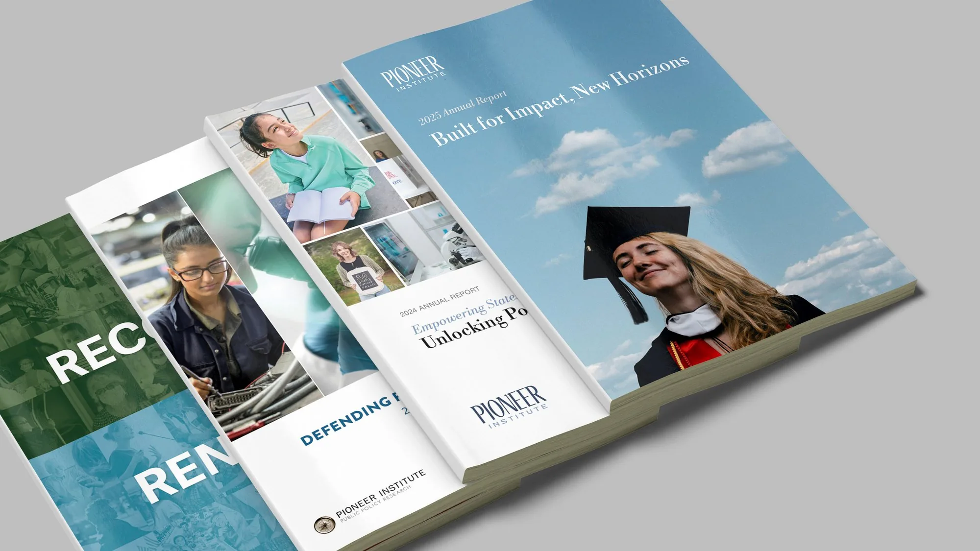 Pioneer Institute annual report covers, 2020 to 2025